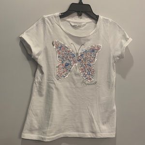 H&M Girls T-Shirt with Butterfly Design Size 5T/6